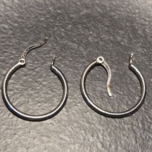 Simple Hoop Hinged Sterling Silver Earrings